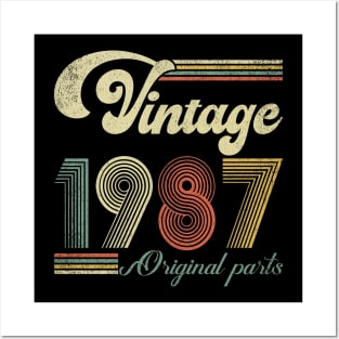 Retro Vintage 1987 37th Birthday Gift Men Women 37 Years Old Posters and Art